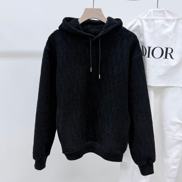[S+급/3XL] 25SS 디올 오블리크 코튼 테리 후드티 블랙
