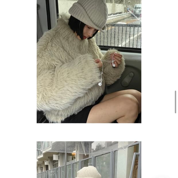 크림빌라 퍼 자켓 베이지