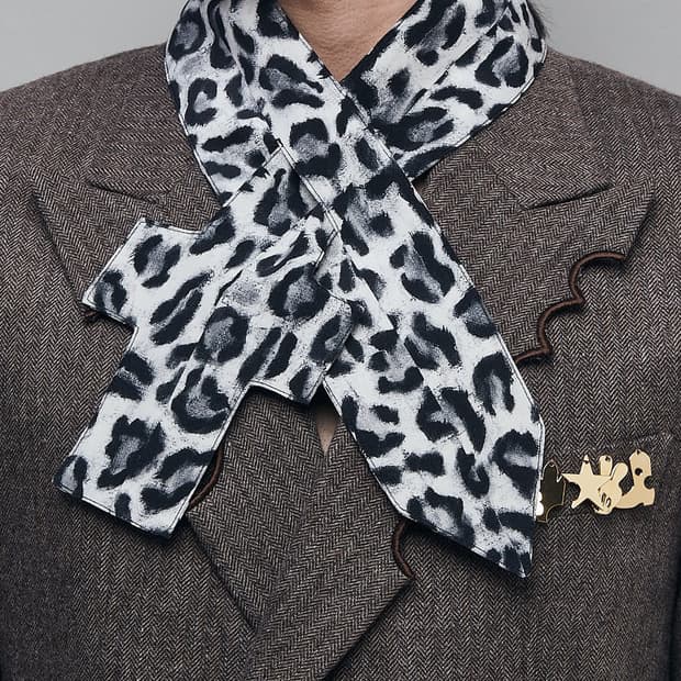 Masu Leopard Scarf White