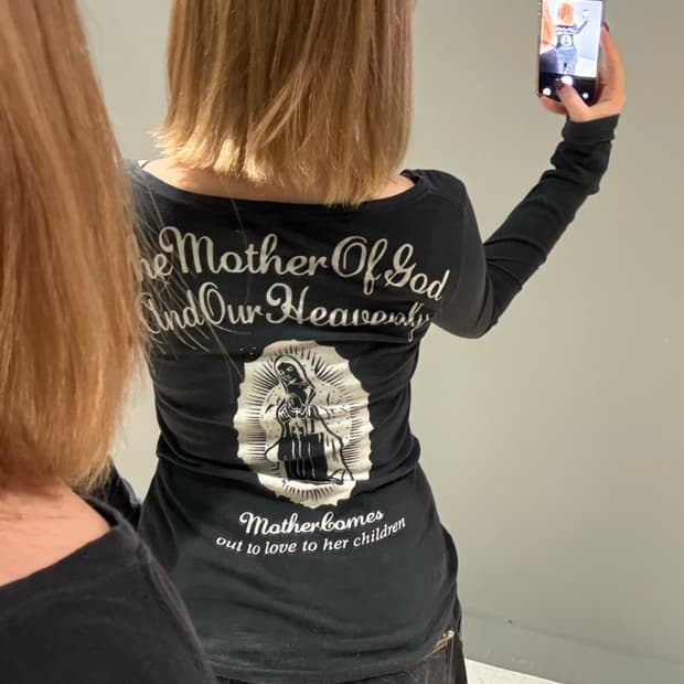 Maria printing wide neck long sleeve