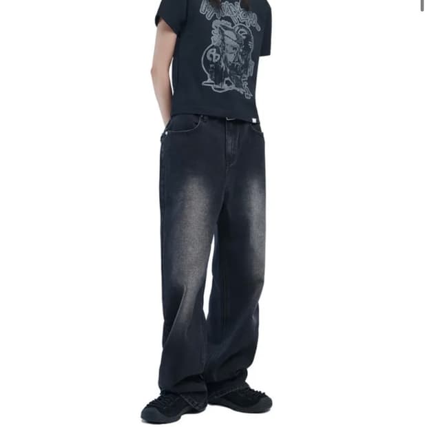 노매뉴얼 워싱 데님 팬츠