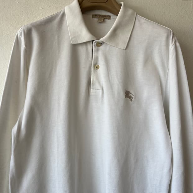 버버리 남성 화이트 PK카라티셔츠 긴팔티셔츠