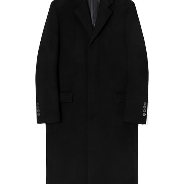 [44] 마마가리 캐시미어 히든 싱글 롱코트 블랙