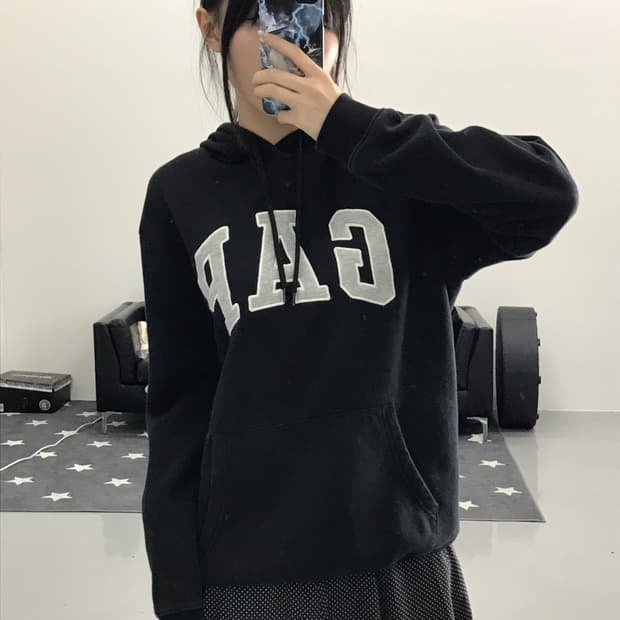 Gap Black Graphic Hoodies