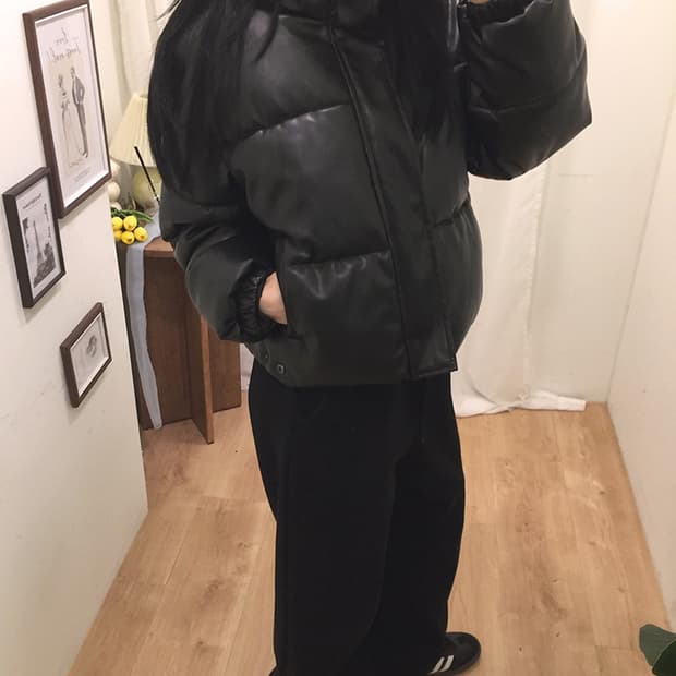 여성 빈티지 레더패딩점퍼 95~100