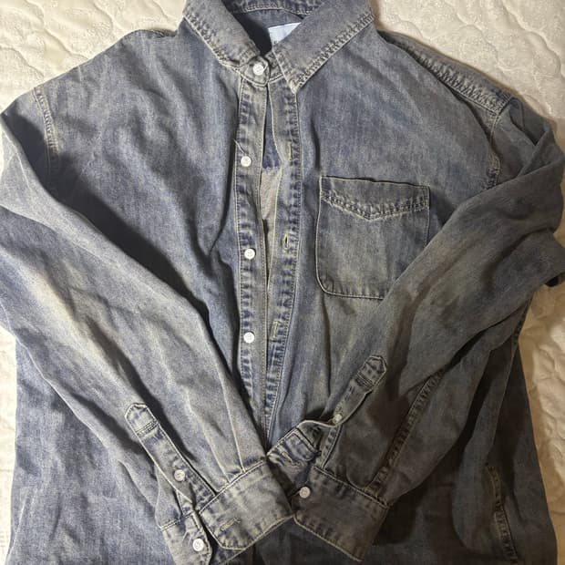 ASI 에센셜 바이오워싱 데님 셔츠_더스트 인디고