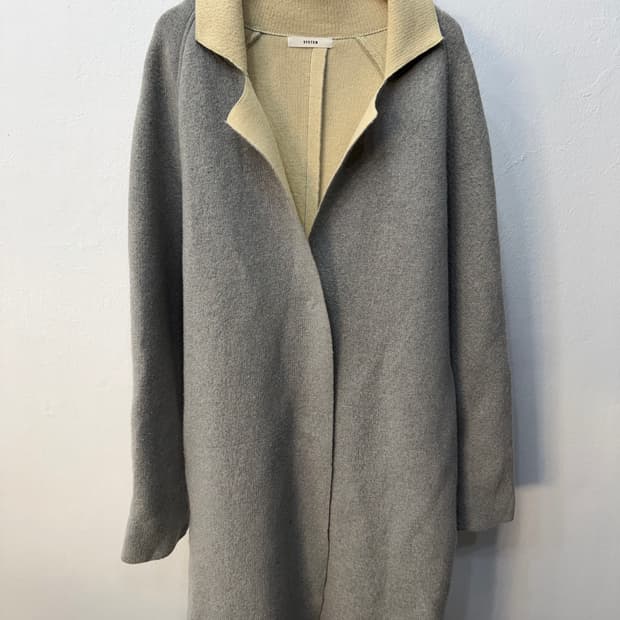 정품) 시스템 한섬 그레이 울 코트 가디건 90F