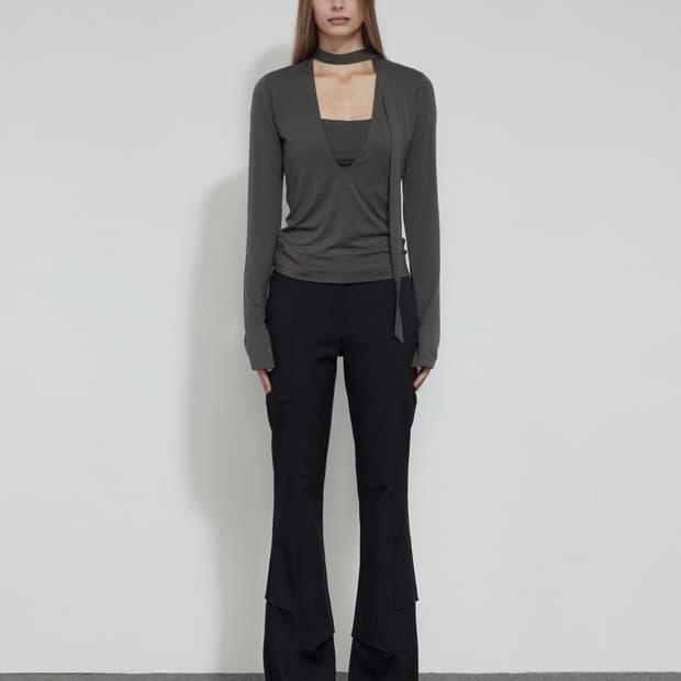 (미개봉새상품) 보헤미안서울 타이 딥 브이넥 탑 딥 카키 보헴서