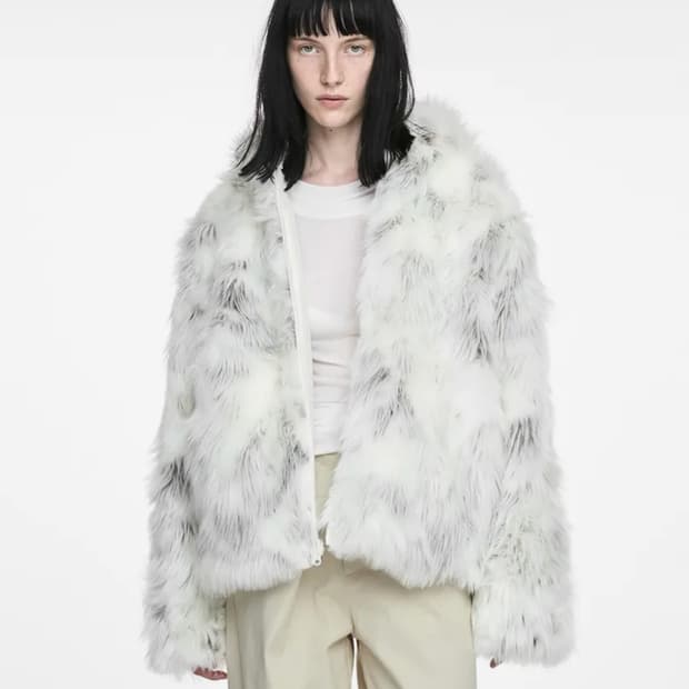 나체 리버시블 후디 폭스 퍼자켓 크림 HOODIE FUR JACKET