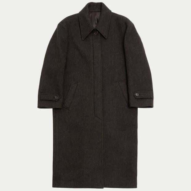 아모멘토 와이드 카라 코트 브라운