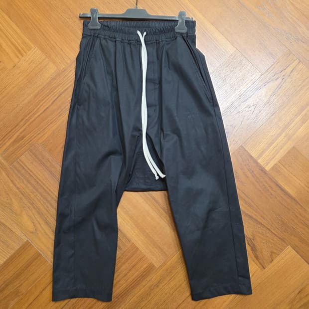 릭오웬스 드로우스트링 배기핏 팬츠 블랙