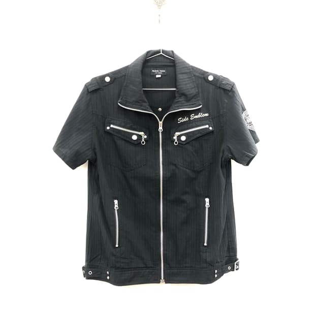 black punk short sleeve zip up jacket