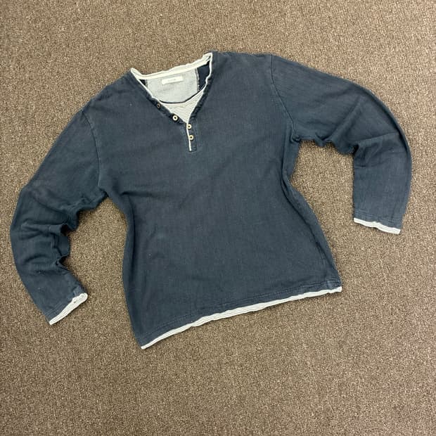 M)Japanese vintage 여성 줄무늬 레이어드 롱슬리브