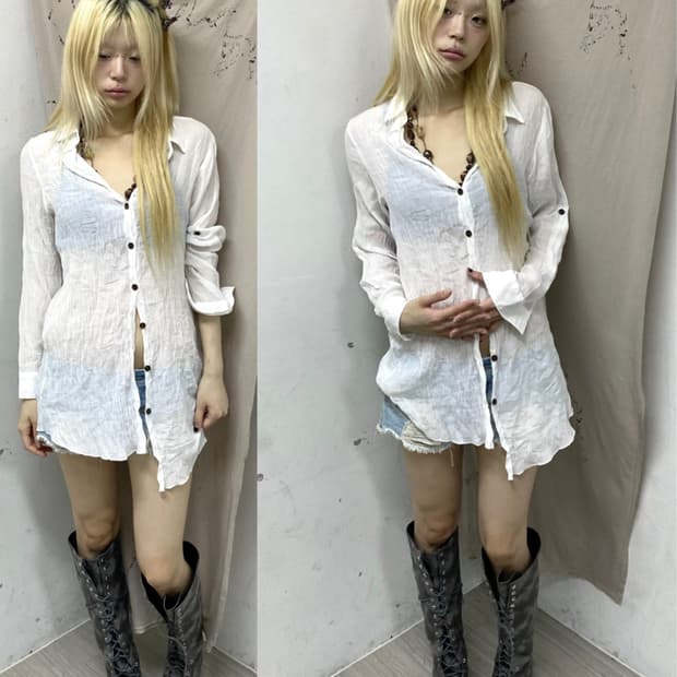 Loose-Fit White Long Shirts