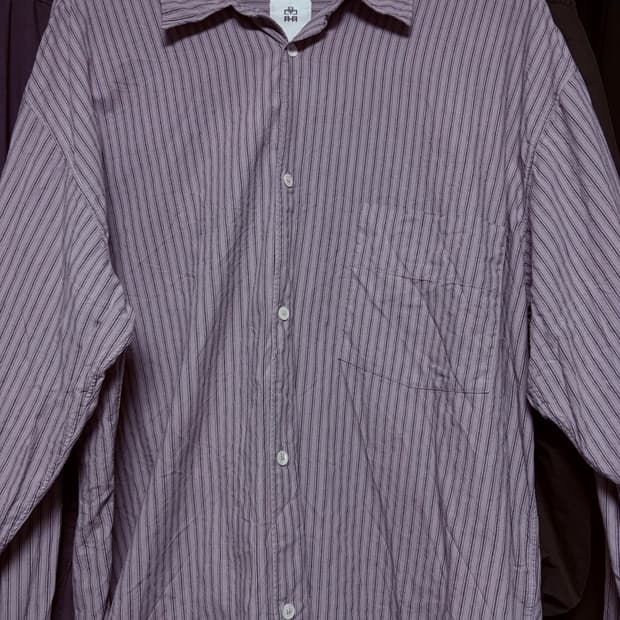 폴리테루 루즈드스트라이프셔츠 라벤더4