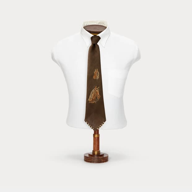 더블알엘 rrl 핸드메이드 홀스프린트 리넨 타이