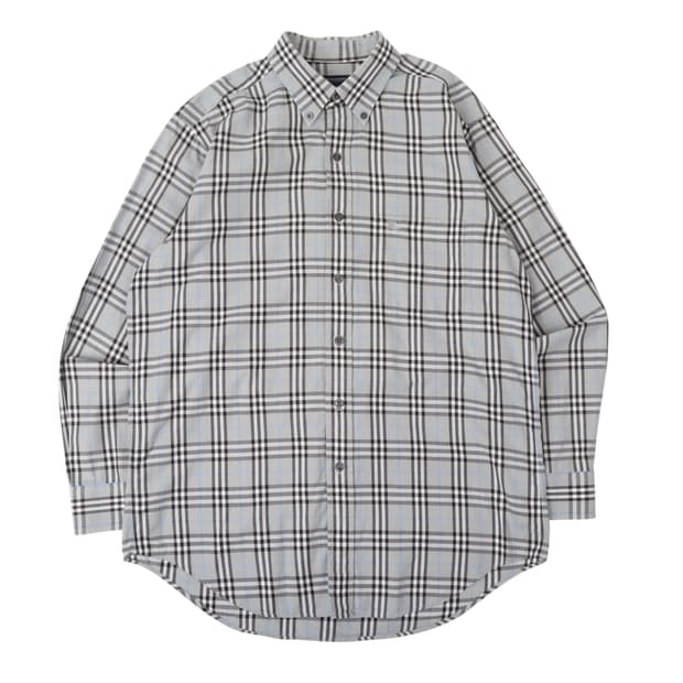 버버리 그레이 노바체크 포켓 로고 셔츠