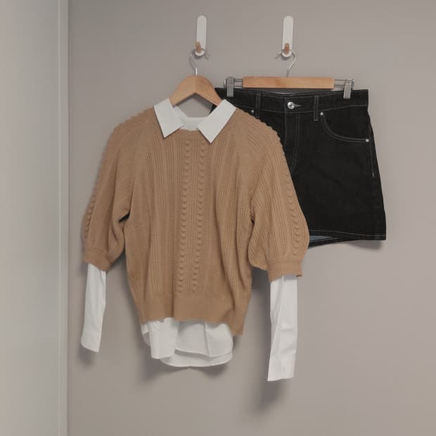 빈티지 폼폼 반팔니트