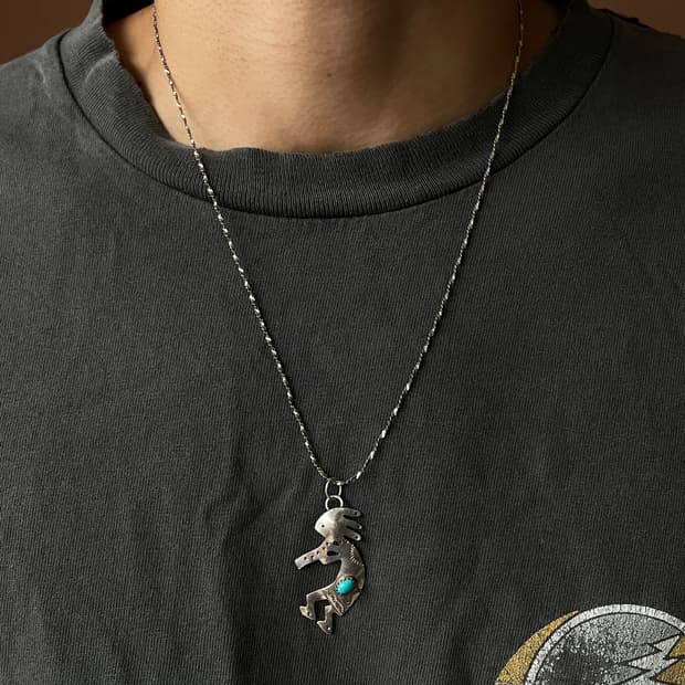 Navajo 925 Silver Kokopelli Necklace 