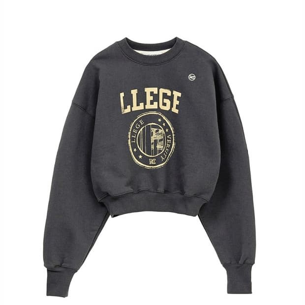 (F) 렉토 여성 크롭 맨투맨 차콜