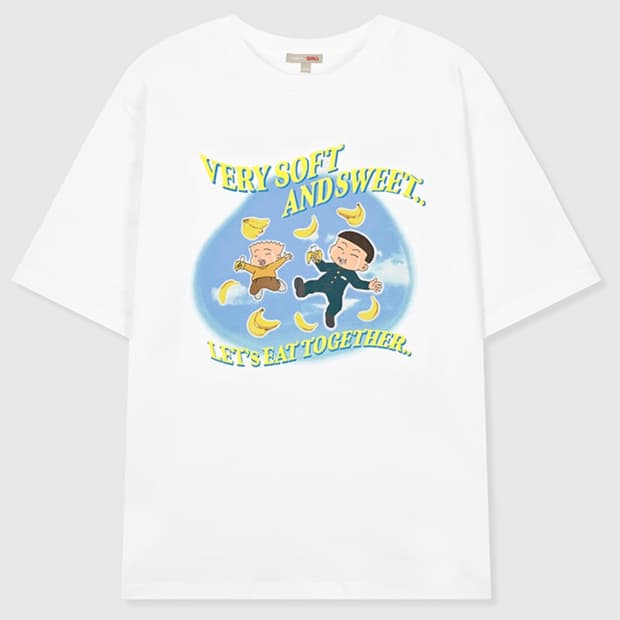 [새제품] 스파오 검정고무신 기영기철 바나나 티셔츠L