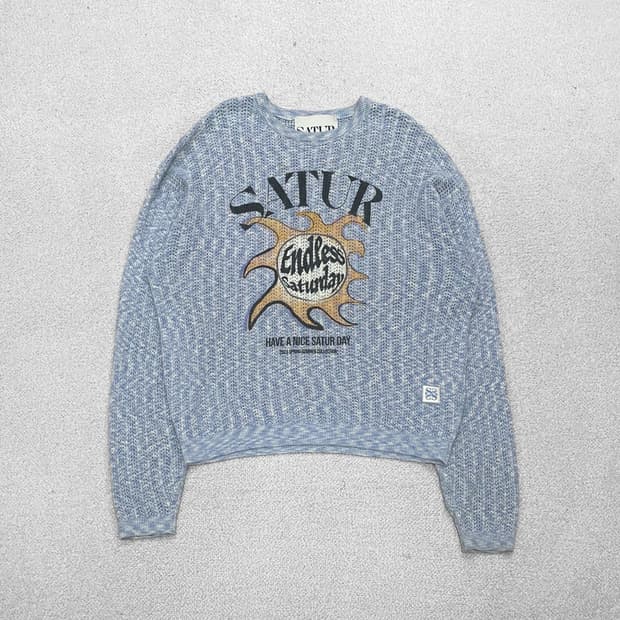 세터 Satur 이비자 썬 레트로 그래픽 메시드 니트