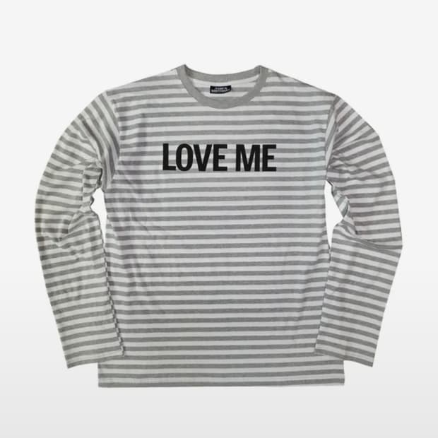 톰스벌스데이 LOVE ME Stripe Long T-shirts GREY