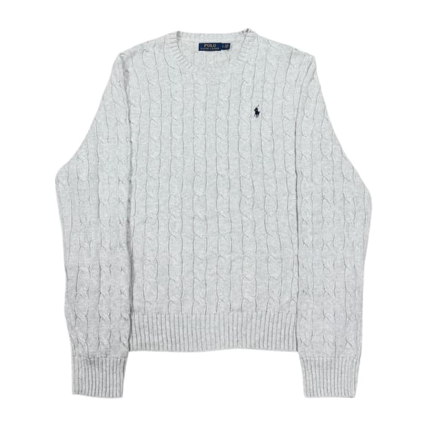 폴로 랄프로렌 케이블 꽈배기 니트 그레이 L