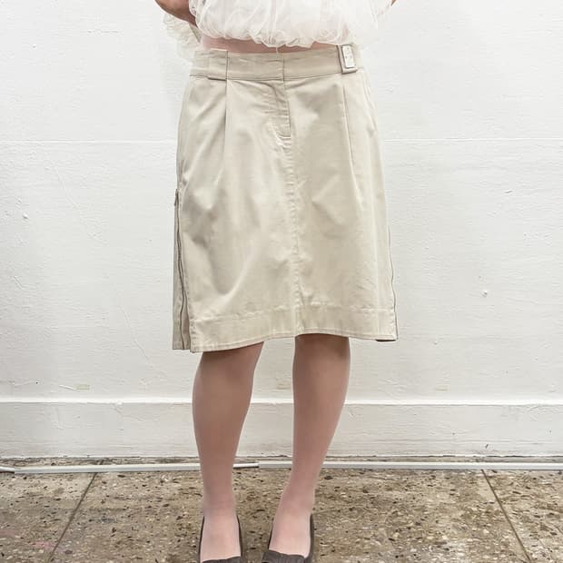 셀린느 사이드 지퍼 미디 스커트