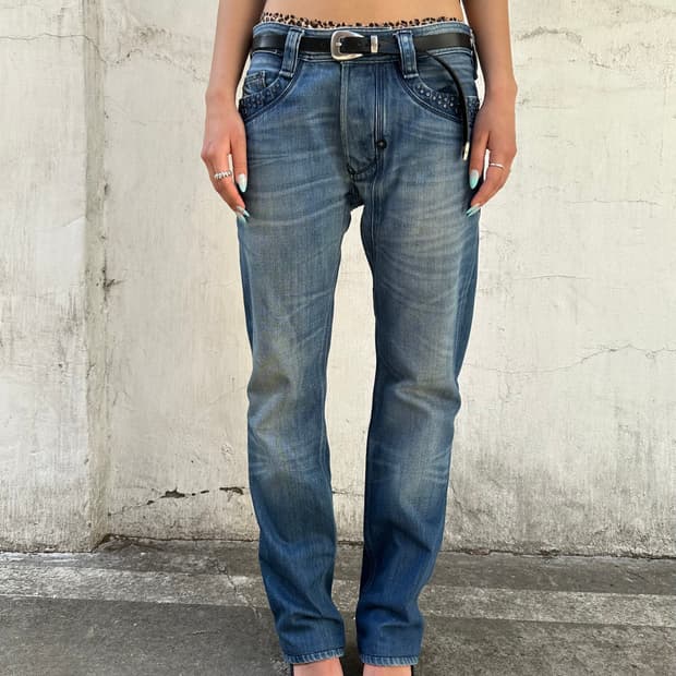 디젤 스터드 데님 팬츠