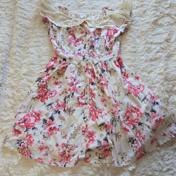 빈티지 페어리 플라워 오프숄더 원피스