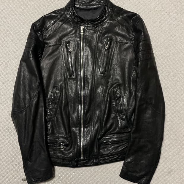 광희시장 웨스턴 무드 램스킨 양가죽 절개 레더 자켓