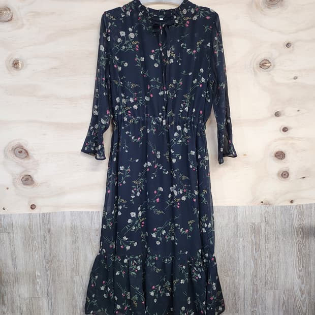 167) 플라워 쉬폰 롱 원피스