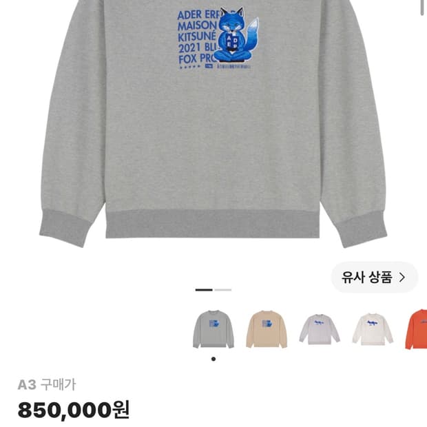 아더에러 메종키츠네 맨투맨 A3사이즈