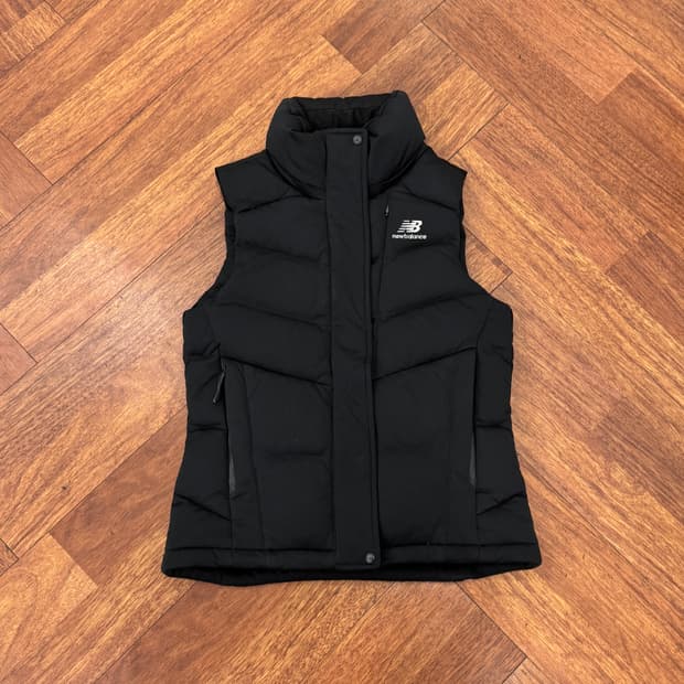 여성용 S 뉴발란스 블랙 덕 다운 패딩 베스트 조끼 