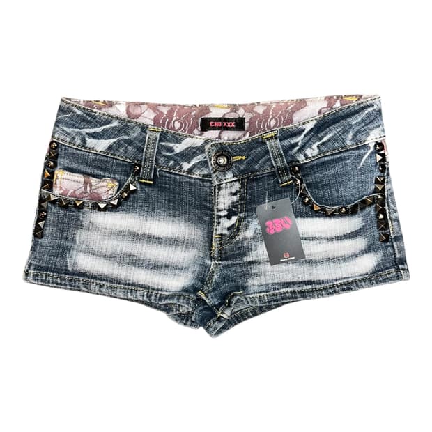 CHU XXX 츄엑스엑스엑스 스터드 레이스 데님 숏팬츠 갸루y2k