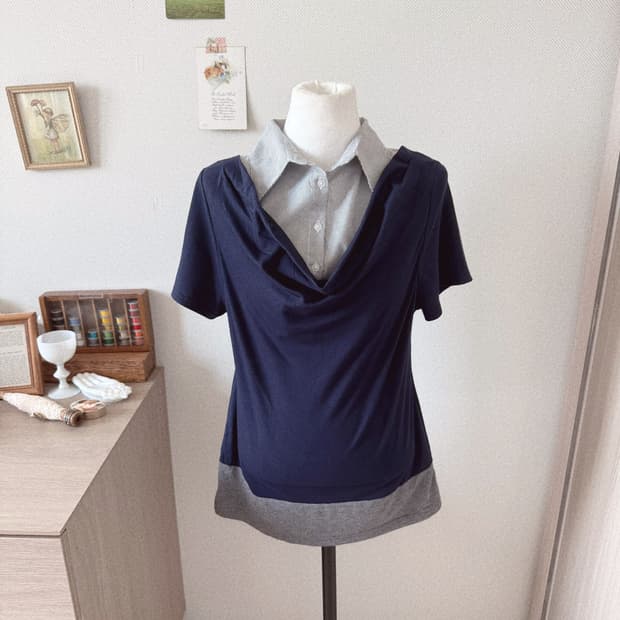 네이비 레이어드 티셔츠