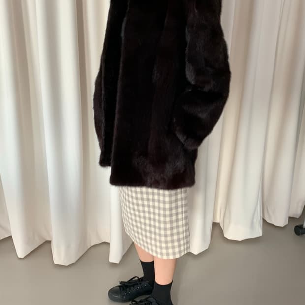 80's "GIVENCHY" wool check Skirt