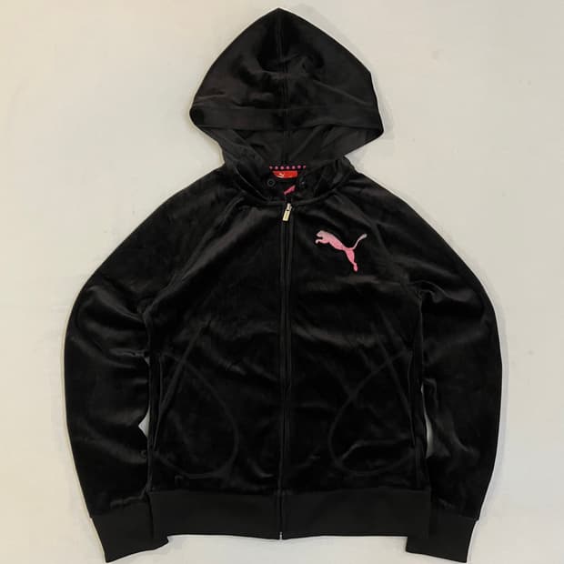 00s 푸마 딱붙핏 블랙핑크 벨벳 벨루어 y2k 후드집업