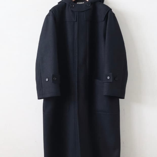 오라리 울 실크 멜튼 더플 코트 블랙 네이비 3사이즈