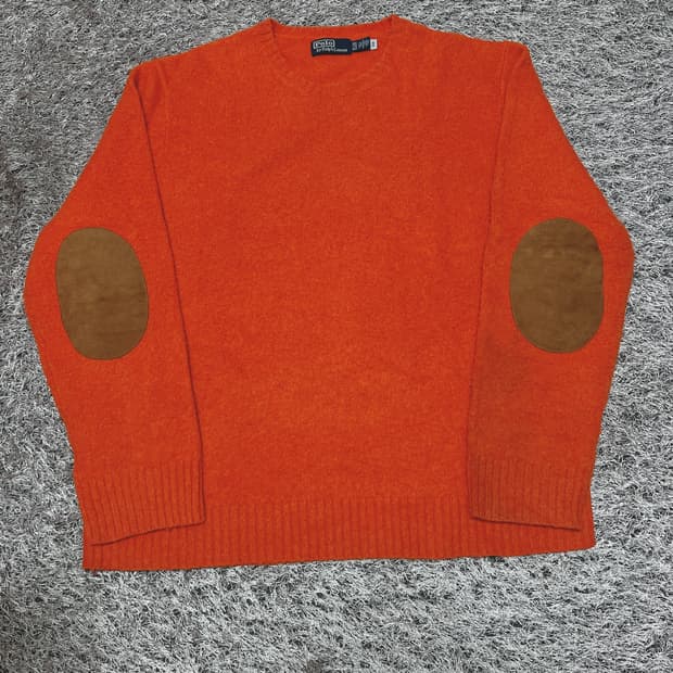 Polo) 폴로 랄프로렌 엘보우패치 캐시미어 울 니트 오렌지