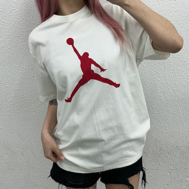 조던 레드 프린팅 화이트 반팔 2XL