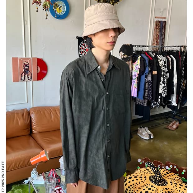 90s Old BEAMS Archive Green Check Shirt
