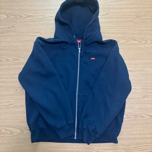 슈프림 네이비 후드집업 L 