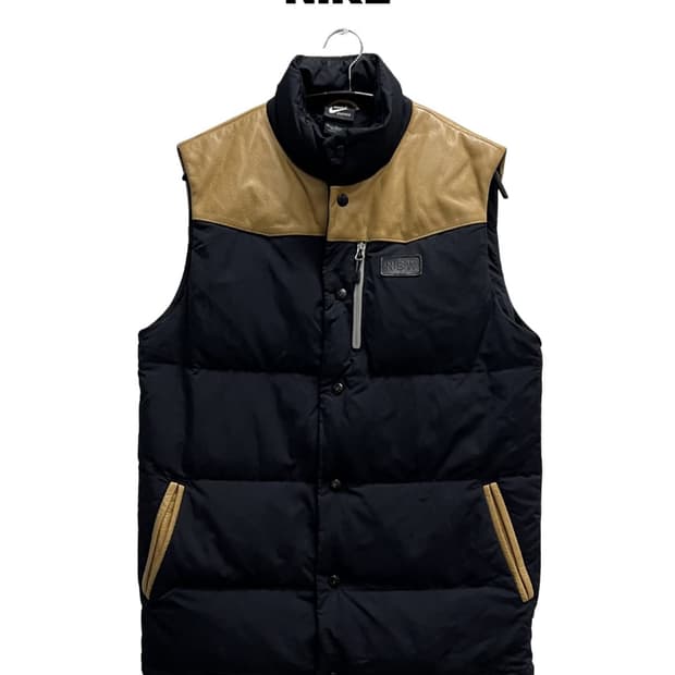 (S) 나이키 올드스쿨 NSW 구스다운 레더 조끼 패딩 베스트