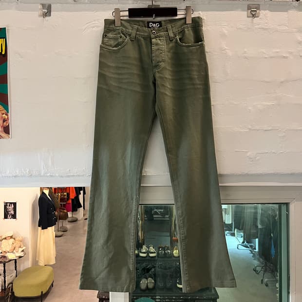 Dolce&Gabbana 빈티지 올리브 그린 부츠컷 진