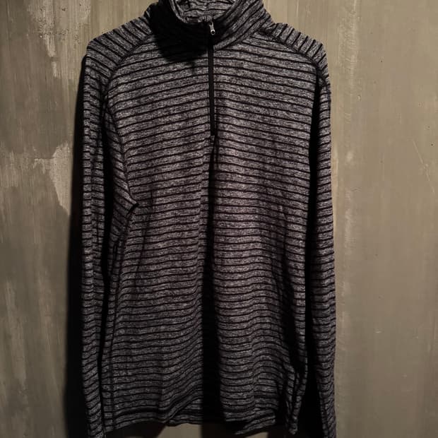 Vintage Striped Half-Zip High Neck Top