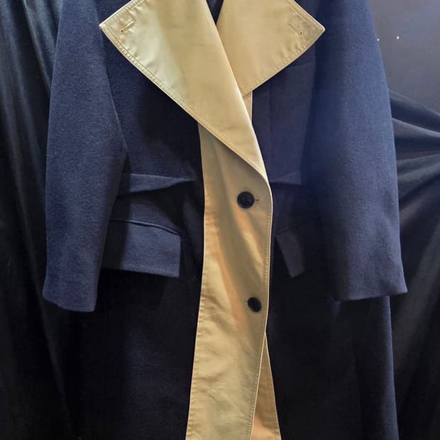 SYSTEM 시스템 배색 트렌치 모직 롱코트
