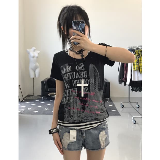 Jpn Kitsch Graphic Short Sleeve T-Shirts