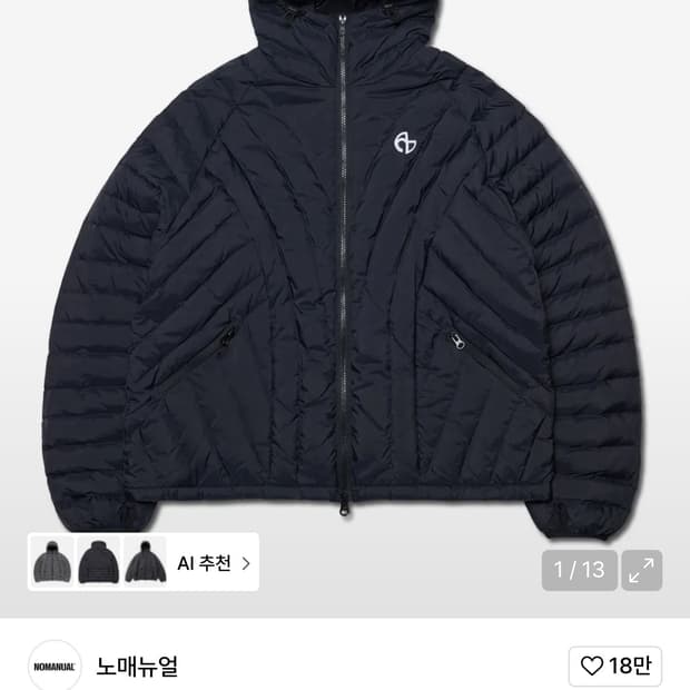  노매뉴얼 경량 패딩 s